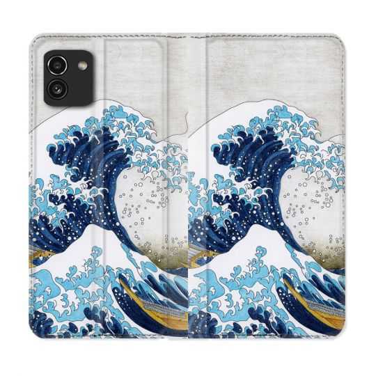Housse Cuir Portefeuille pour Samsung Galaxy A03 Peinture La Grande Vague