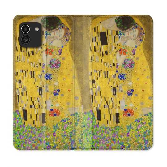Housse Cuir Portefeuille pour Samsung Galaxy A03 Peinture Le Baiser