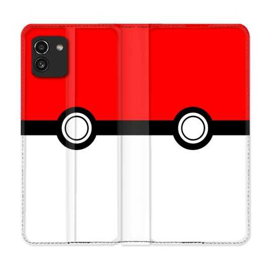 Housse Cuir Portefeuille pour Samsung Galaxy A03 Pokemon Pokeball
