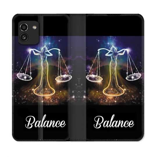 Housse Cuir Portefeuille pour Samsung Galaxy A03 Signe Zodiaque 2 Balance