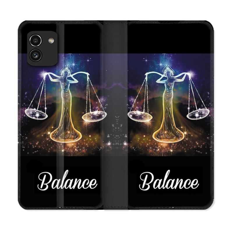 Housse Cuir Portefeuille pour Samsung Galaxy A03 Signe Zodiaque 2 Balance