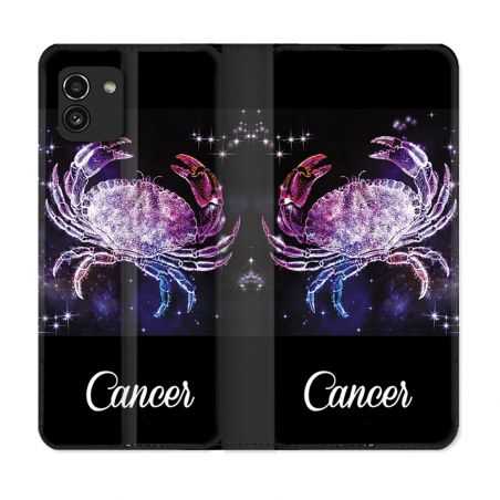Housse Cuir Portefeuille pour Samsung Galaxy A03 Signe Zodiaque 2 Cancer