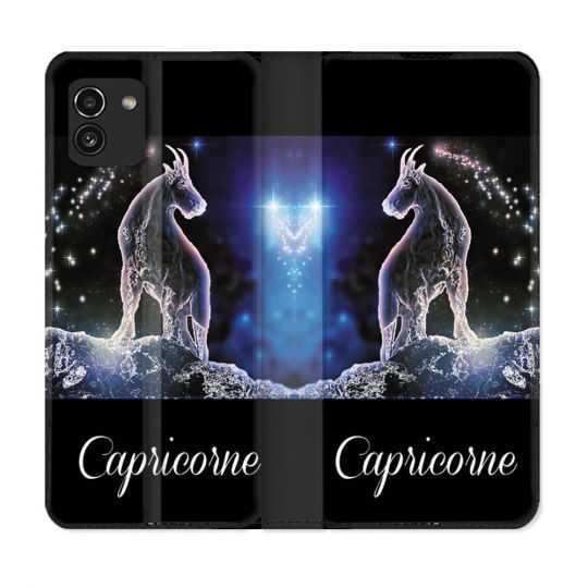 Housse Cuir Portefeuille pour Samsung Galaxy A03 Signe Zodiaque 2 Capricorne
