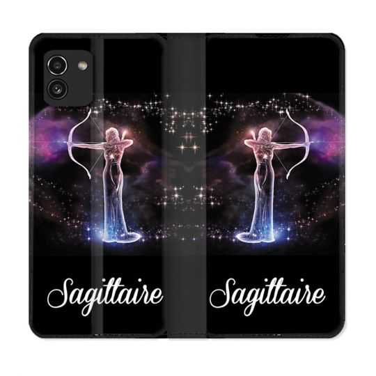 Housse Cuir Portefeuille pour Samsung Galaxy A03 Signe Zodiaque 2 Sagittaire