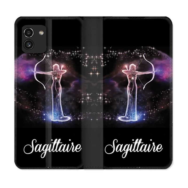 Housse Cuir Portefeuille pour Samsung Galaxy A03 Signe Zodiaque 2 Sagittaire