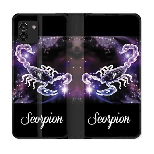 Housse Cuir Portefeuille pour Samsung Galaxy A03 Signe Zodiaque 2 Scorpion