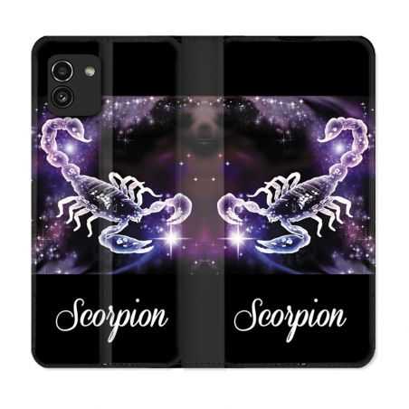 Housse Cuir Portefeuille pour Samsung Galaxy A03 Signe Zodiaque 2 Scorpion