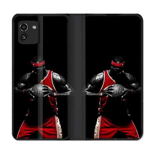 Housse Cuir Portefeuille pour Samsung Galaxy A03 Sport Basketeur