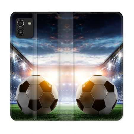 Housse Cuir Portefeuille pour Samsung Galaxy A03 Sport Football Stade