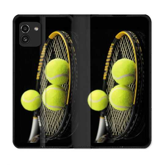 Housse Cuir Portefeuille pour Samsung Galaxy A03 Sport Tennis Balls
