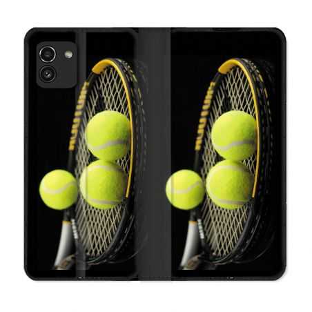 Housse Cuir Portefeuille pour Samsung Galaxy A03 Sport Tennis Balls