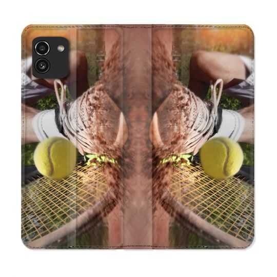 Housse Cuir Portefeuille pour Samsung Galaxy A03 Sport Tennis Glissade