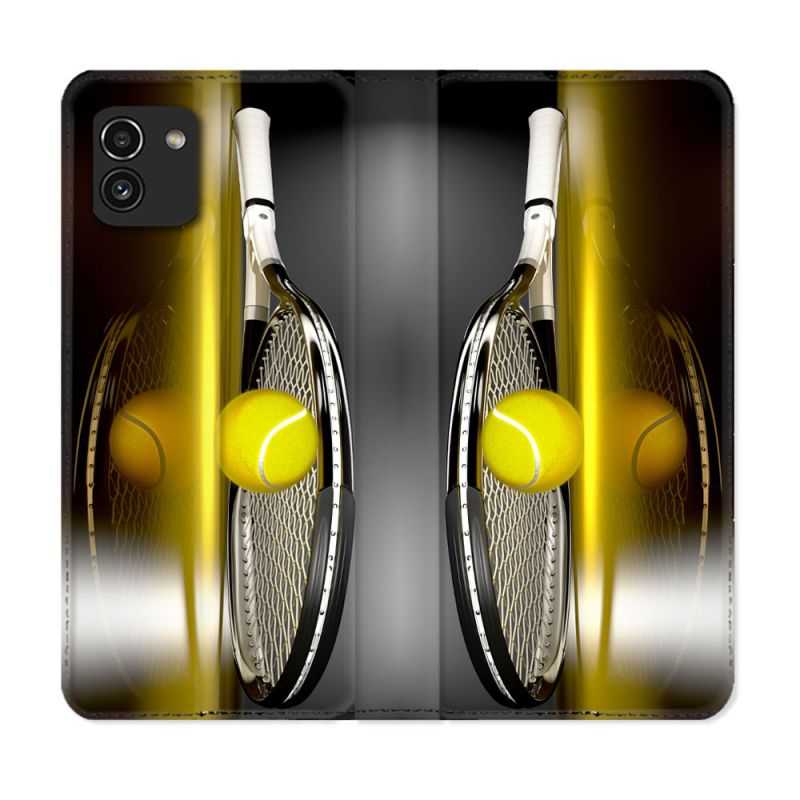 Housse Cuir Portefeuille pour Samsung Galaxy A03 Sport Tennis Reflet