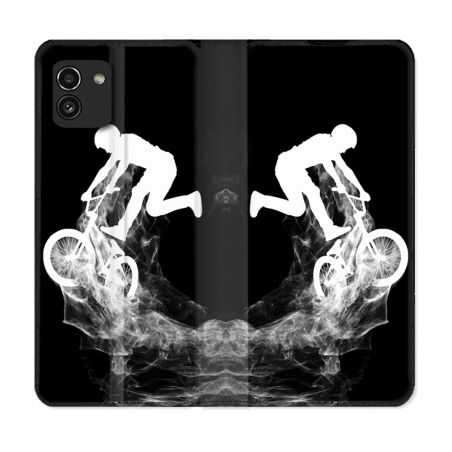 Housse Cuir Portefeuille pour Samsung Galaxy A03 Sport VTT Noir