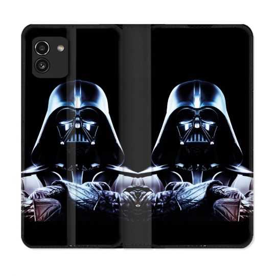 Housse Cuir Portefeuille pour Samsung Galaxy A03 Star Wars - Dark Vador Noir