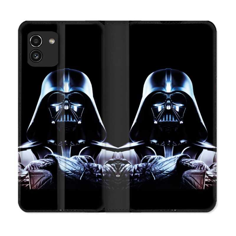 Housse Cuir Portefeuille pour Samsung Galaxy A03 Star Wars - Dark Vador Noir
