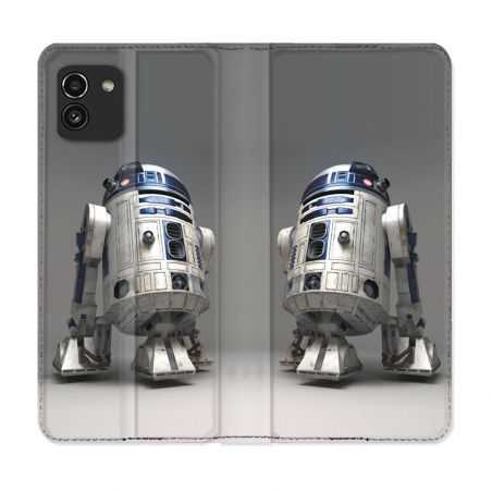 Housse Cuir Portefeuille pour Samsung Galaxy A03 Star Wars - R2D2