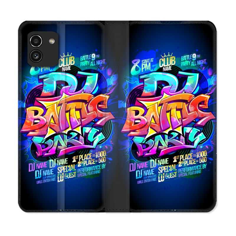 Housse Cuir Portefeuille pour Samsung Galaxy A03 Street Art Rap