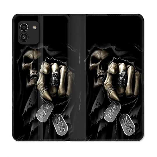 Housse Cuir Portefeuille pour Samsung Galaxy A03 Tete de Mort Your Next