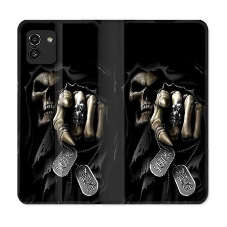 Housse Cuir Portefeuille pour Samsung Galaxy A03 Tete de Mort Your Next