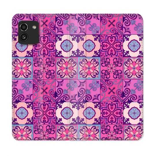 Housse Cuir Portefeuille pour Samsung Galaxy A03 Texture Carreau Ciment Violet