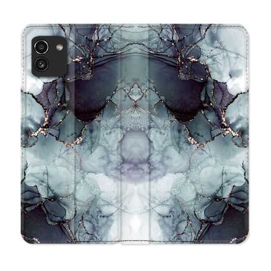 Housse Cuir Portefeuille pour Samsung Galaxy A03 Texture Marbre Gris