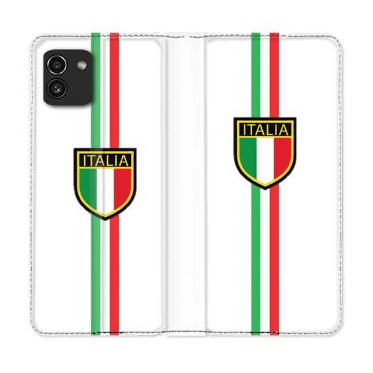 Housse Cuir Portefeuille pour Samsung Galaxy A03 Voyage Italie 3 Blanc