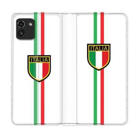 Housse Cuir Portefeuille pour Samsung Galaxy A03 Voyage Italie 3 Blanc
