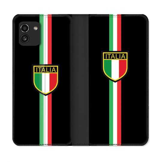 Housse Cuir Portefeuille pour Samsung Galaxy A03 Voyage Italie 3 Noir