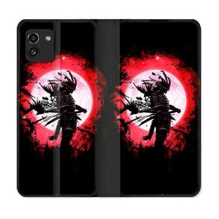 Housse Cuir Portefeuille pour Samsung Galaxy A03 Voyage Japon Samourai