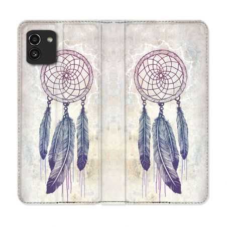 Housse Cuir Portefeuille pour Samsung Galaxy A03 Zen Attrape Reve Blanc