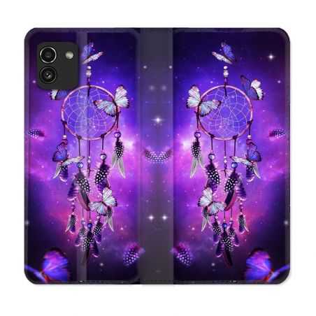 Housse Cuir Portefeuille pour Samsung Galaxy A03 Zen Attrape Reve Papillon