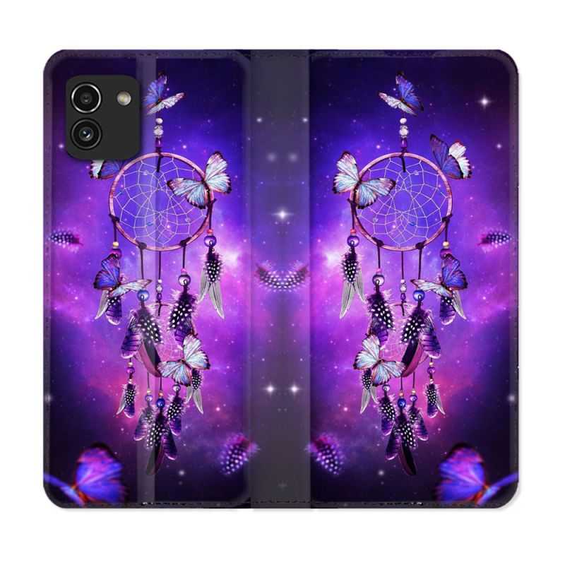 Housse Cuir Portefeuille pour Samsung Galaxy A03 Zen Attrape Reve Papillon