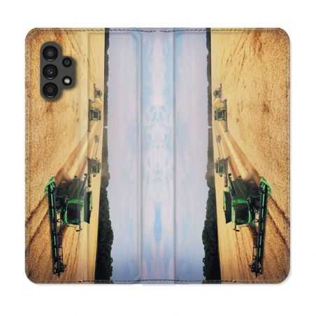 Housse Cuir Portefeuille pour Samsung Galaxy A13 4G Agriculture Moissonneuse