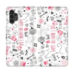 Housse Cuir Portefeuille pour Samsung Galaxy A13 4G Amour Valentines