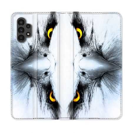 Housse Cuir Portefeuille pour Samsung Galaxy A13 4G Animal Aigle Royal Blanc