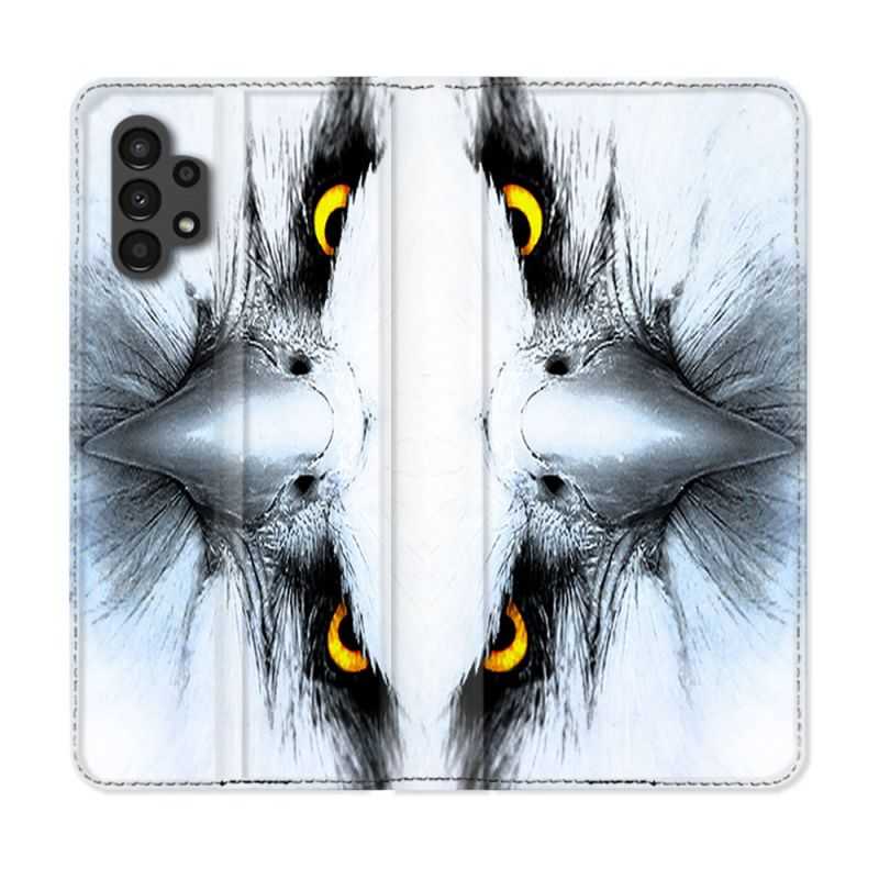 Housse Cuir Portefeuille pour Samsung Galaxy A13 4G Animal Aigle Royal Blanc