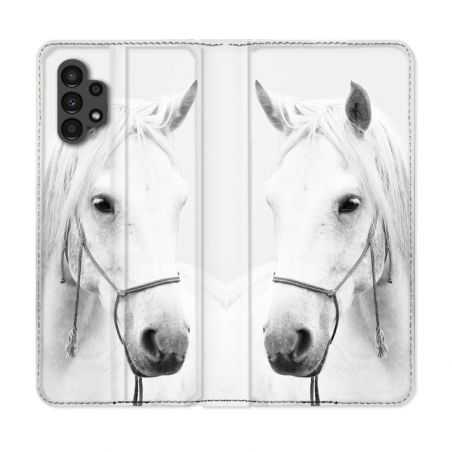 Housse Cuir Portefeuille pour Samsung Galaxy A13 4G Animal Cheval Cristal