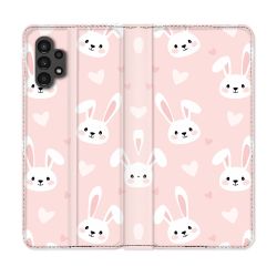 Housse Cuir Portefeuille pour Samsung Galaxy A13 4G Animal Lapin Rose