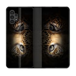 Housse Cuir Portefeuille pour Samsung Galaxy A13 4G Animal Leopard Yeux