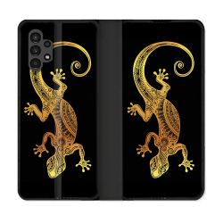 Housse Cuir Portefeuille pour Samsung Galaxy A13 4G Animal Lezard Noir