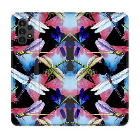 Housse Cuir Portefeuille pour Samsung Galaxy A13 4G Animal Libellule