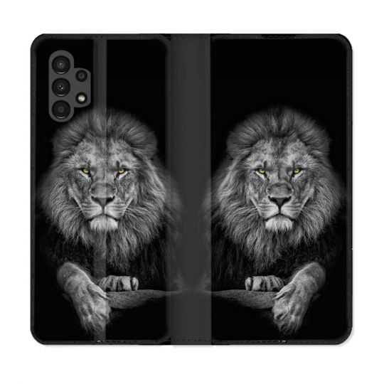 Housse Cuir Portefeuille pour Samsung Galaxy A13 4G Animal Lion Majestueux