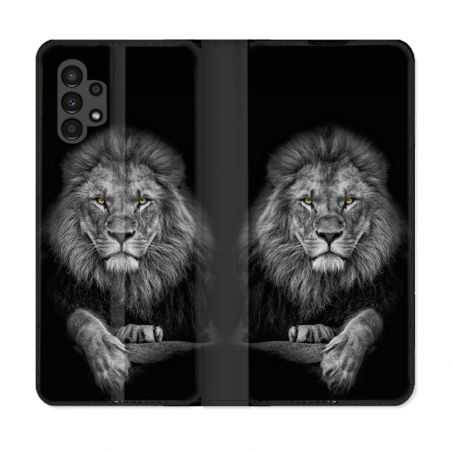 Housse Cuir Portefeuille pour Samsung Galaxy A13 4G Animal Lion Majestueux