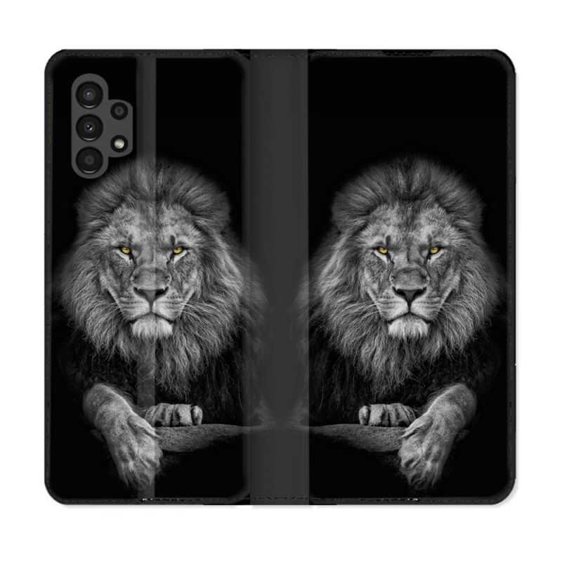 Housse Cuir Portefeuille pour Samsung Galaxy A13 4G Animal Lion Majestueux