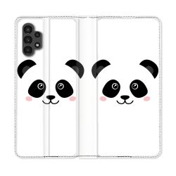 Housse Cuir Portefeuille pour Samsung Galaxy A13 4G Animal Panda Blanc