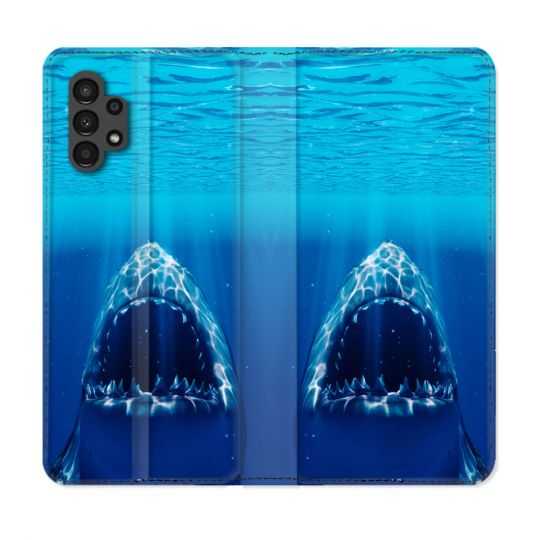Housse Cuir Portefeuille pour Samsung Galaxy A13 4G Animal Requin Dent