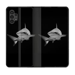 Housse Cuir Portefeuille pour Samsung Galaxy A13 4G Animal Requin Sombre