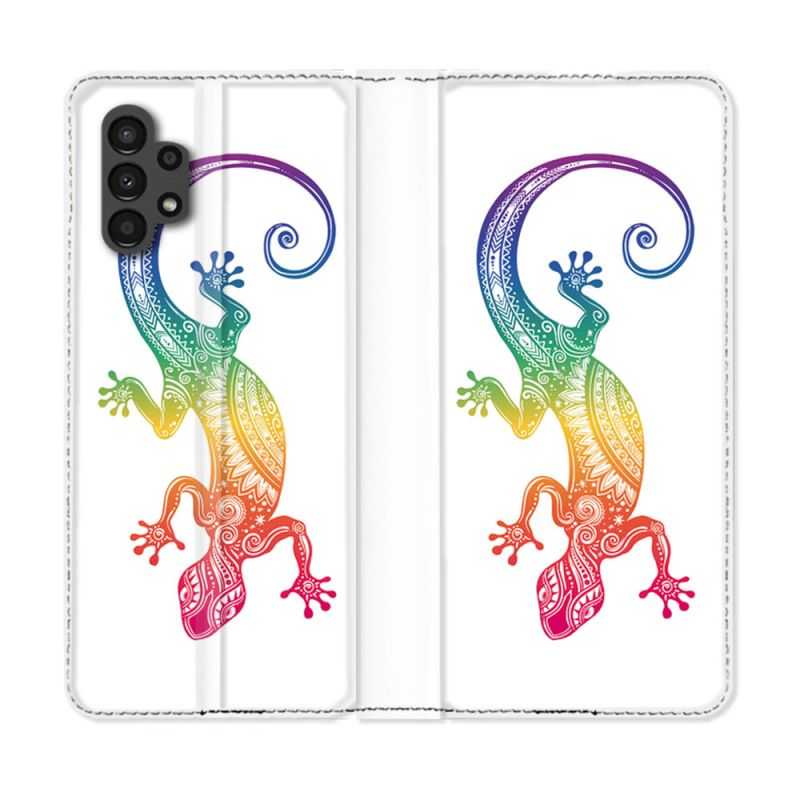 Housse Cuir Portefeuille pour Samsung Galaxy A13 4G Animal Salamandre Color