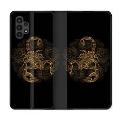Housse Cuir Portefeuille pour Samsung Galaxy A13 4G Animal Scorpion Fresque